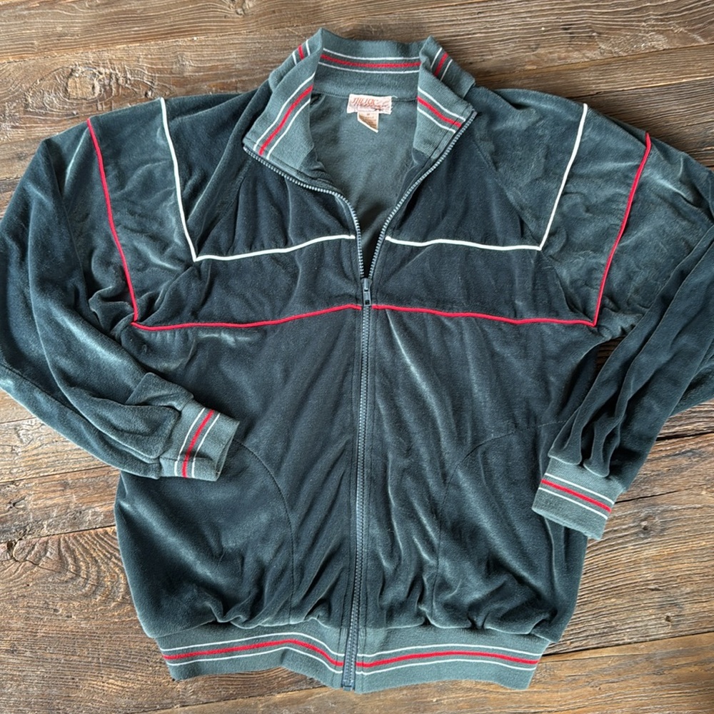 Vintage The Fox Collection velour zippered jacket EVC size M